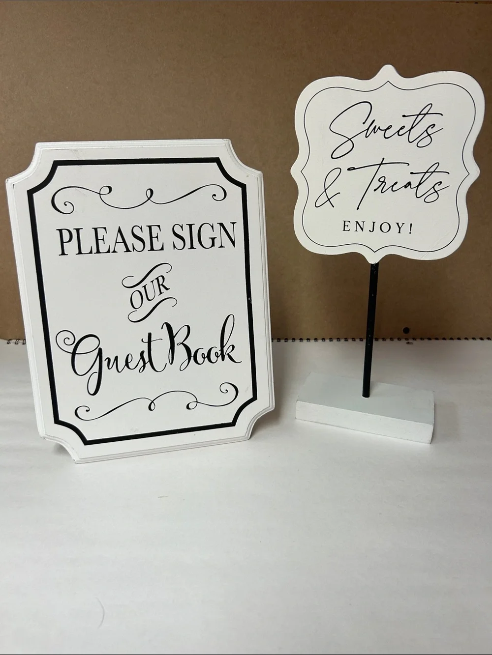 White Guest Book Sign and Sweets & Treats Display - Home Party Supplies